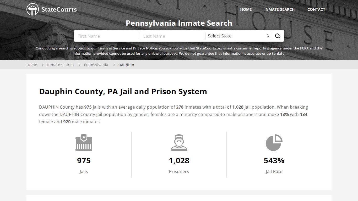 Dauphin County, PA Inmate Search - StateCourts