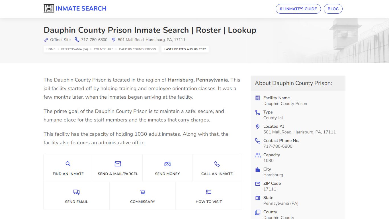Dauphin County Prison Inmate Search | Roster | Lookup