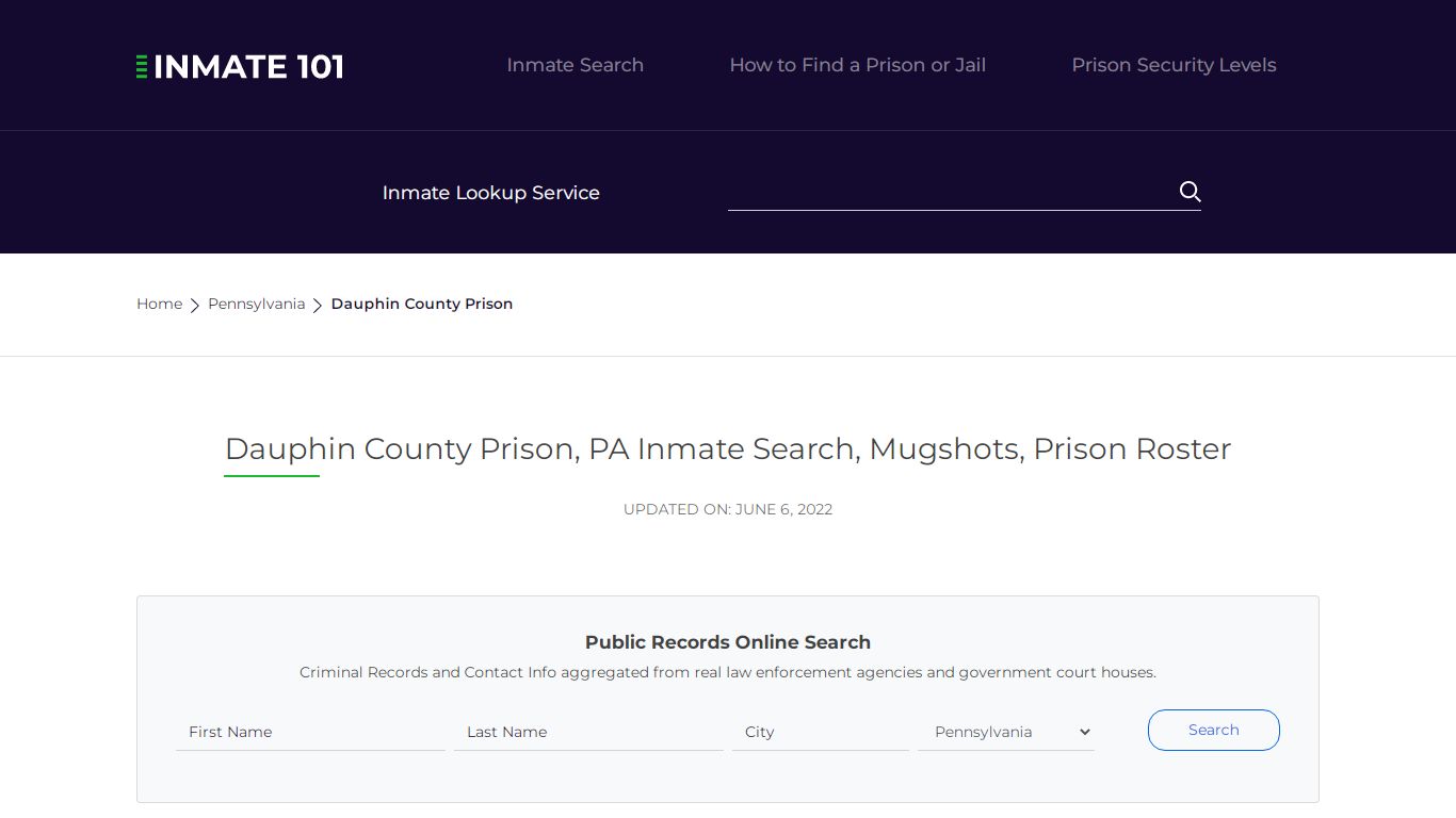 Dauphin County Prison, PA Inmate Search, Mugshots, Prison ...