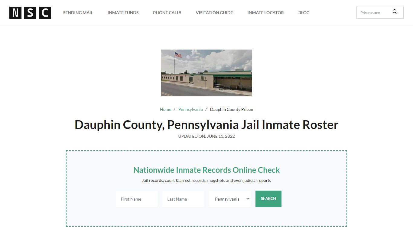 Dauphin County, Pennsylvania Jail Inmate List