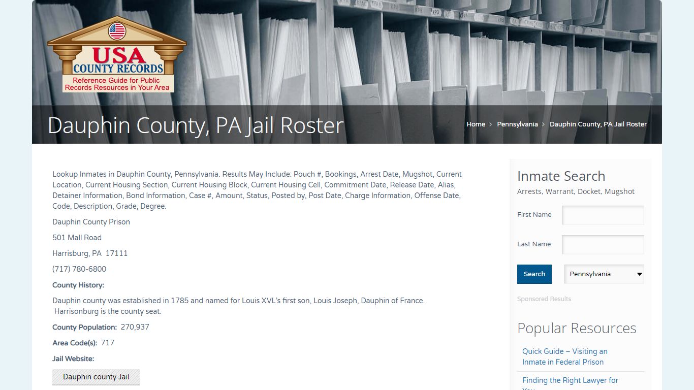 Dauphin County, PA Jail Roster | Name Search